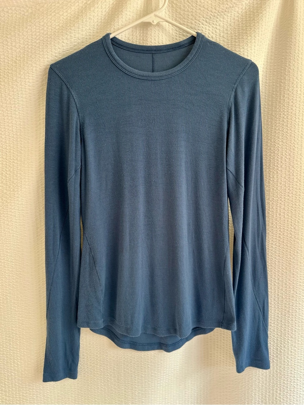 Lululemon Hold Tight Long Sleeve Shirt Dusty Blue Ribbed Modal Crewneck Tee Size